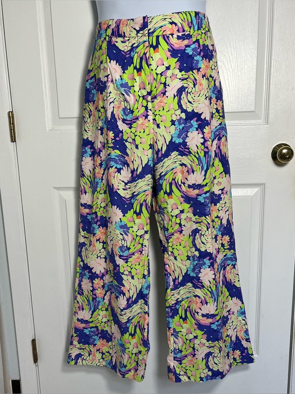 ASOS Design Lightweight Cotton 70s Psychedelic Dad Trousers Pants US 14